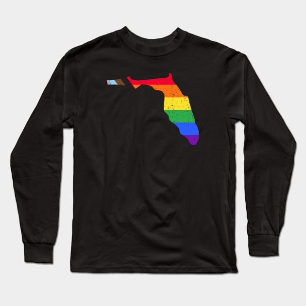 Florida State Pride: Embrace Progress with the Progress Pride Flag Design Long Sleeve T-Shirt by PositiveMindTee